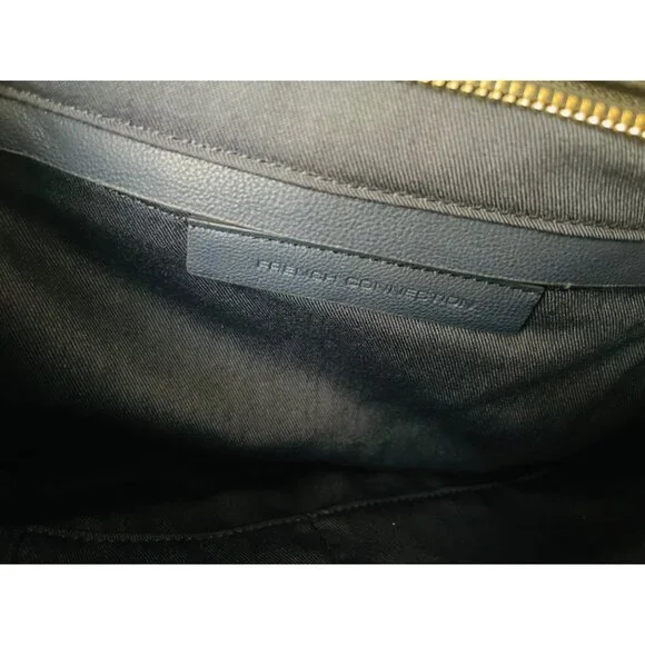 Navy French Connection Cow Hair Handbag with Long Strap - Picture 9 of 10